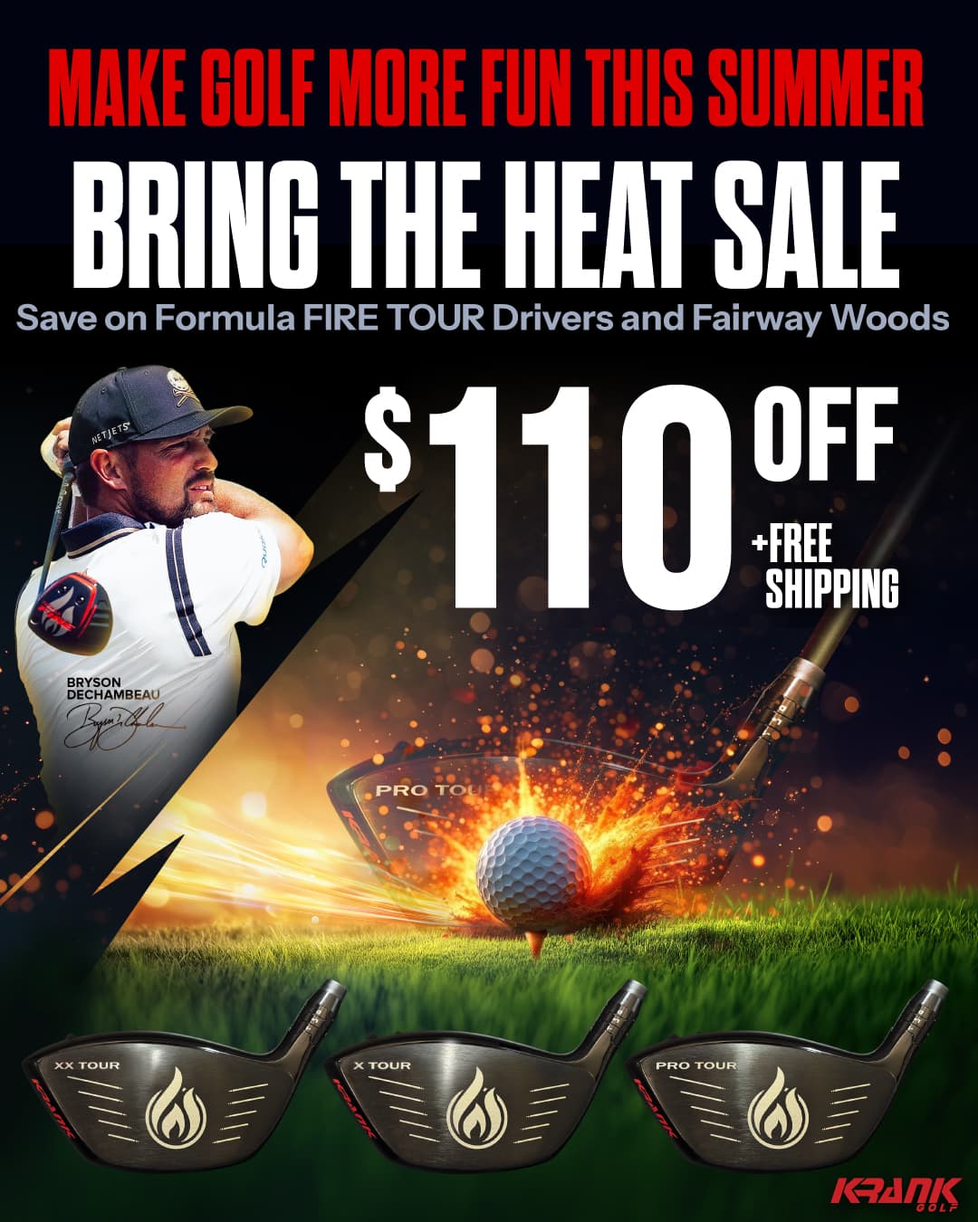 Krank Golf Bring the Heat social media graphic