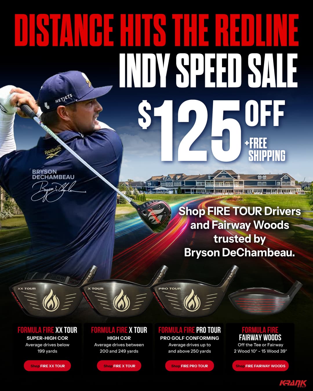 Krank Golf LIV INDY 125 social media graphic